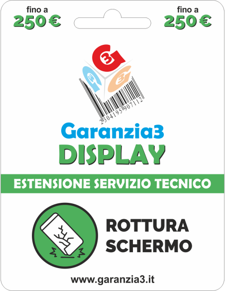 Garanzia 12 mesi danno accidentale schermo - fino 250 €