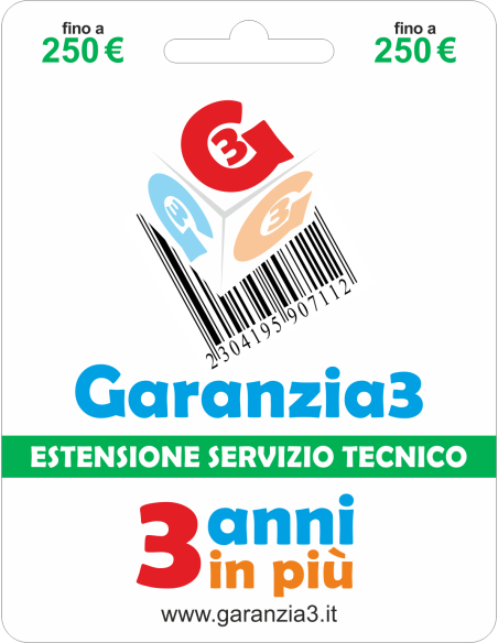 Estensione servizio tecnico - Garanzia 3 anni in più - fino 250 €